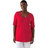 Ulla Popken - Shirt - Cranberry - Effen - Halve Mouw - Wijde Pasvorm