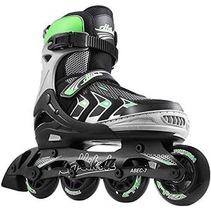 Hikole Verstelbare inline skates voor volwassenen en jongeren, veilige outdoor rolschaatsen voor dames, heren, meisjes en jongens (groen, zwart, XL (41-44))