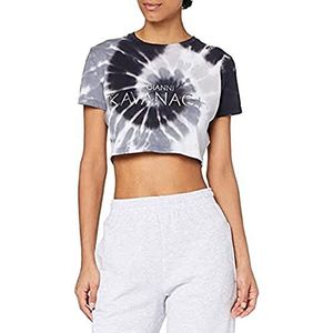 Gianni Kavanagh Black and White Tie Dye Cropped T-shirt voor dames, zwart/wit, XS