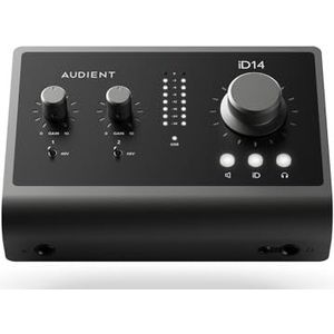 Audient iD14 MKII Audio-interface, 2 klasse-A-microfoonvoorversterkers (High Performance USB-audio-interface, USB-C-aansluiting, Monitor Mix en Monitor Panning-functie, 2 koptelefoonuitgangen), zwart