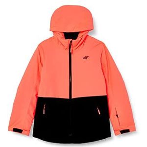 4F JUNIOR Girl'S SKI Jacket JKUDN001 Technical Coral Neon 146 voor meisjes, koraal neon, 146 cm