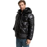 Tom Tailor - Gewatteerd Jack - Glanzend/Gemêleerd - Regular Fit - Met Afneembare Capuchon