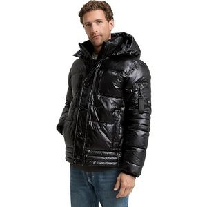 Tom Tailor - Gewatteerd Jack - Glanzend/Gemêleerd - Regular Fit - Met Afneembare Capuchon