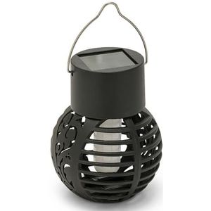 Hanglamp met LED-vlameffect op zonne-energie. Zwart.