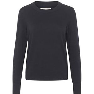 Part Two Damestrui, lang, mouwen, slim fit, ronde hals, gestreept, heuplengte, Donkere marine., L