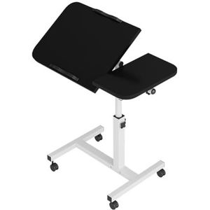 Zstar Laptoptafel met wieltjes, 60-95 cm, in hoogte verstelbare bureau, bijzettafel, inklapbare pc-tafel, veelzijdig staand bureau, overbedtafel voor bed, bank, kantoor, zwart