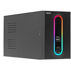 Noua Zeus 600VA RGB ononderbroken stroomvoorziening voor computer PC UPS Line Interactive 600VA / 360 Watt, AVR, 2 Schuko-uitgangen, USB-oplaadpoort 5 V/2 A