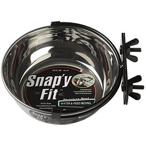 MidWest Homes for Pets Snap'y Fit RVS Pet Bowl, hecht aan gaas hondenkratten en andere gaas dierlijke kooien; 20 oz. voor honden en katten, zilver, model 40-20