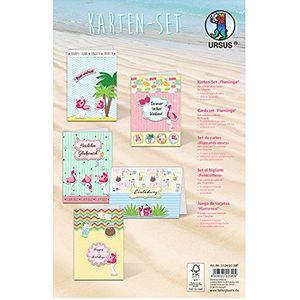 Ursus 51240099F - Kaartenset Flamingo, 5 kaarten en enveloppen