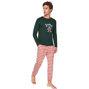 Trendyol Dames Man Gestreepte Gebreide Pyjama Set, Multi-Color, XL, Meerkleurig, XL