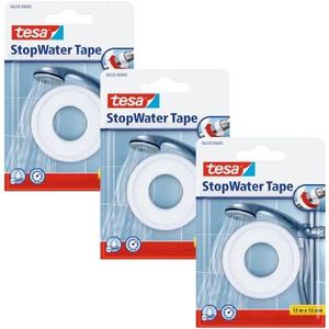 tesa Stop Water Tape verpakking van 3 stuks - reparatietape voor waterdicht afdichten - 3x 12m x 12mm - wit