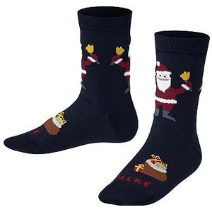 FALKE Uniseks-kind Sokken Happy Santa K SO Katoen Gedessineerd 1 Paar, Blauw (Marine 6120), 19-22