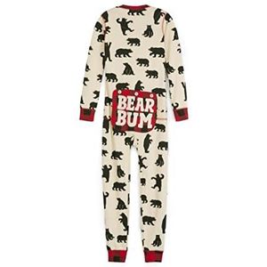 Hatley Unisex Kids Union Suit Pyjamaset, Black Bear, 10 Jaar