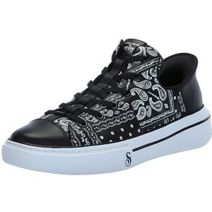 Skechers Heren Handsfree Slip-ins X Dogg-Snoop One Double G Sneaker, Zwart Wit Bandana Print Leer, 43 EU