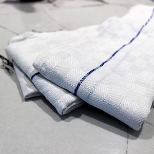 Pegasus Textiles | Oberdoek Theedoek | Pack van 10 | Kleur – Witte Ruit met Blauwe Streep | Restaurant, Bar en Catering | 100% Katoen