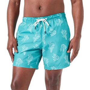 Tom Tailor Denim heren 1035053 zwemshorts, 31430 - Groen Wit Grote Coral Print, S