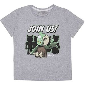 Piggy Zombie Join Us T-shirt, Meisjes, 116-182, Heather Grey, Officiële Koopwaar