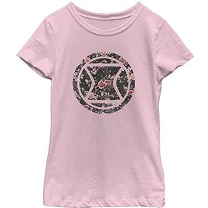 Marvel Little, Big Classic Widow Floral Girls T-shirt met korte mouwen, lichtroze, XS, roze, XS, Roze, XS