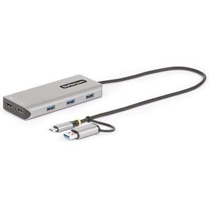 StarTech.com USB-C Multiport Adapter met Ingebouwde USB-C naar USB-A Dongle, Dual HDMI (4K30Hz/1080p60Hz), 3x USB-A 5Gbps, Mini Travel Dock, Laptop Docking Station, 40cm Cable (167B-USBC-MULTIPORT)