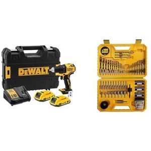 DeWALT DCD708D2T-QW accuschroefboormachine 18 V, 2 Ah, zwart/geel & DeWalt DT71563, QZ combinatie boorset 100 delen