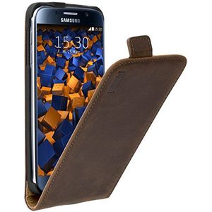 mumbi Echt leren flip case compatibel met Samsung Galaxy S6 / S6 Duos hoes lederen tas case wallet, bruin