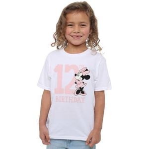 mandarin creative ltd Minnie Mouse 12e verjaardag meisjes T-shirt, wit, 12-13 jaar meisje, Wit, 12-13 Jaren
