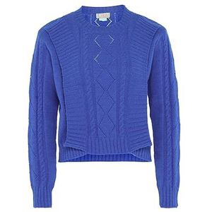 Libbi Chique gebreide trui voor dames met prismatische uitsparingen, acryl, blauw, wit, strepen, maat M/L, Blauw wit strepen, M