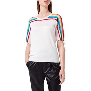 Love Moschino Dames Inwith Pleated Stripes On Shoulders and Short Sleeves Verstelbaar door Laces. Sweater, wit, 38 NL