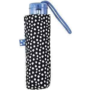 C-Collection Mini-paraplu, voor dames, zwart, met witte stippen, ultracompact, 18 cm, ultralicht, 250 g, eenvoudig op te bergen in een tas