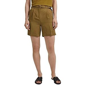 ESPRIT Collection Met lijn: Highwaist-shorts met riem, olijfgroen, 38
