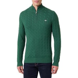 GANT Katoenen kabel halve rits, forest green, S