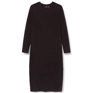 VERO MODA CURVE VMCPLAZA LS ronde hals kuitjurk GA BO CUR, Zwart/Detail:w. Solid, M