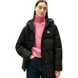 Tommy Jeans - DW0DW21626 - Gewatteerd Jack - Zwart - Midi met Capuchon