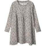 Ribgebreid Jurk - Lange Mouwen - Ronde Hals - All-over Print - Standard Fit