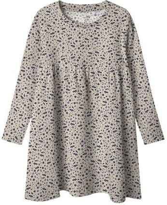 Ribgebreid Jurk - Lange Mouwen - Ronde Hals - All-over Print - Standard Fit