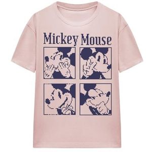 mandarin creative ltd Mickey Mouse Pixelated dames T-shirt, roze, klein, roze, S