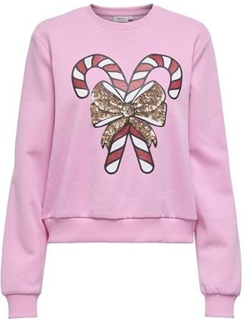 Only - ONLYDA XMAS - Sweatshirt - Bonbon - Met Verschillende Kerstmotieven