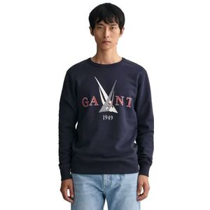 GANT SAIL Sweatshirt met C-hals voor heren, evening blue, standaard, evening blue, XL