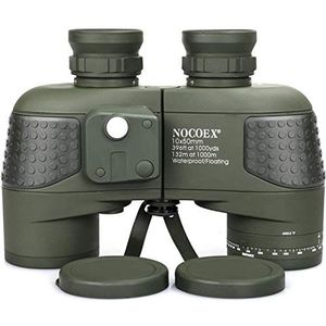 NOCOEX 10x50 Marine Verrekijker voor Volwassenen, Militaire Verrekijker Waterdicht met Afstandsmeter Kompas BAK4 Prisma FMC Lens Mistbestendig voor Navigatie Varen Vissen Watersporten Jagen