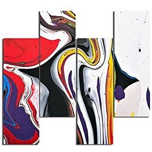 Homemania Wandbord, rood, 4 stuks, Abstract-from Living, Room-Multicolor, 76 x 0,3 x 50 cm, -HM204PMDF39, MDF