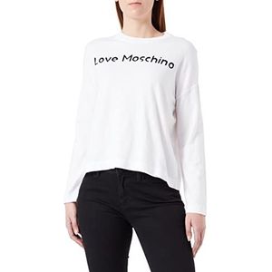 Love Moschino Damestrui met lange mouwen en ronde hals, wit (optical white), 42