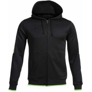 Joma - Heren sweatshirt - Olympiade - capuchon - ritssluiting, Zwart fluor groen, 5XS