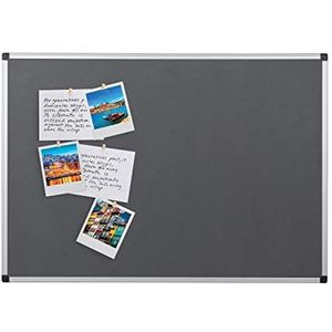 Bi-Office Maya Prikbord, Vilten Memobord Grijs, Geanodiseerd Aluminium Omlijsting, 90x60 cm