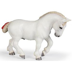 Papo -Handgeschilderde - Figuurtjes -Paarden veulens en pony's -Percheron wit-51567-Verzamelbaar-Voor kinderen - Geschikt voor jongens en meisjes - Vanaf 3 jaar