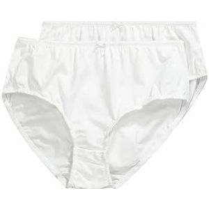 Ulla Popken Grote maten dames grote maat tot 58+, slips, ondergoed in een verpakking van 2, perfecte pasvorm, uni, basic, 640593, wit (wit 20), 42