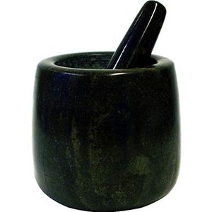 Jade Temple steenvijzel met stamper, in set, effectieve en eenvoudige vijzel van massief graniet met een diameter van 11 cm en hoogte van 12 cm (11 x 12 cm)