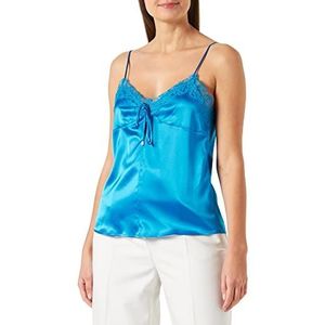 Pinko Tremante Top Satin Stretch Tanktop voor dames, F71_Dirtorium blauw, 44 NL