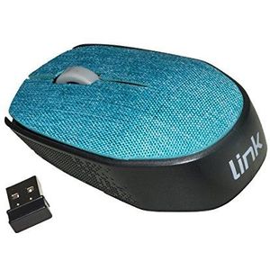 Link LKMOS08 draadloze muis van stof in lichtblauw met USB-ontvanger, 1000 DPI