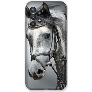 Beschermhoes voor Samsung Galaxy A32, motief Paarden, Wit
