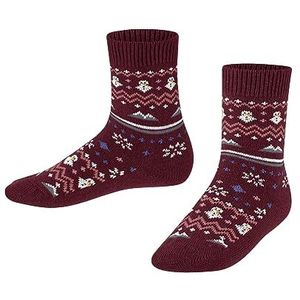 FALKE Unisex kinderen winter Fair Isle sokken wol kasjmier dik patroon 1 paar, Rood (Ruby 8830), 23-26 EU